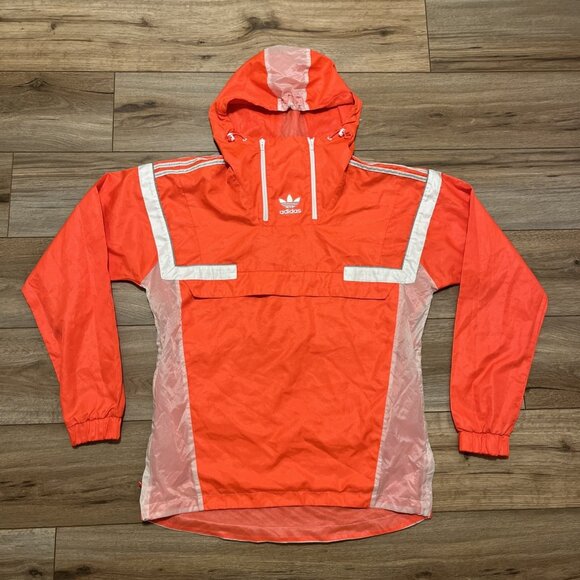 Men's adidas BR8 OTH Anorak Hooded Windbreaker Jacket SMALL Solred Lightweight - Picture 1 of 9